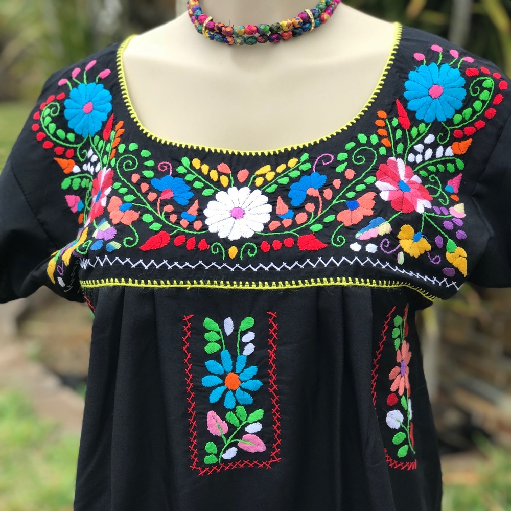 Authentic Mexican Floral Embroidered Dress  - Picture 5 of 7